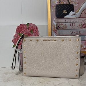 Michael Kors Beige Studded Wristlet